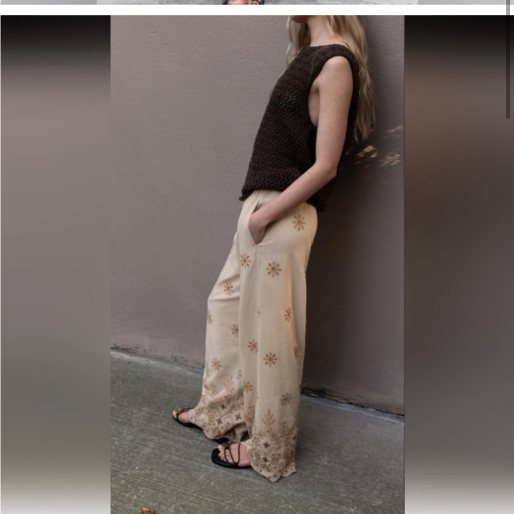 ZARA VACATION EMBROIDERED PANTS  SIZE M 
🚨FIRM PRICE NO DISCOUNT - Picture 10 of 10